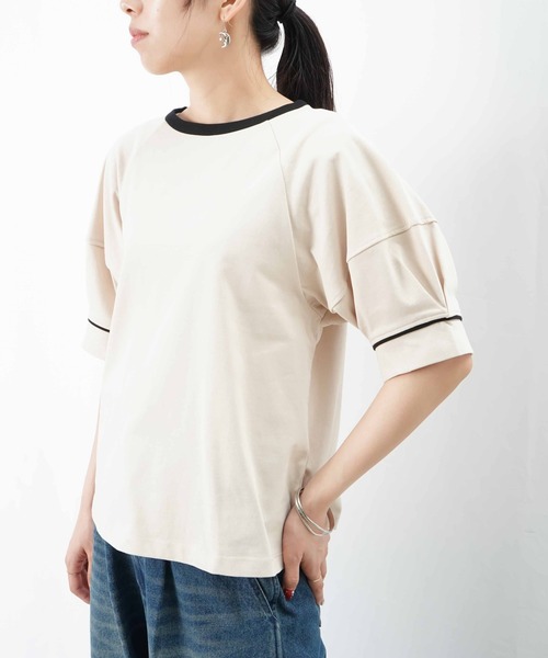 tシャツ 起毛タイダイハーフスリーブトップス レディース LADY LUCK LUCA tシャツ LC/LLL 涙あき立体スリーブトップス