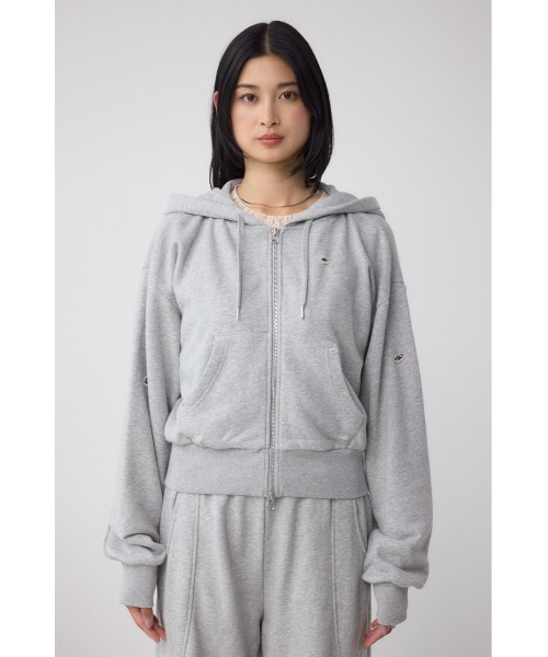 AZUL BY MOUSSY パーカー ジップアップダメージフーディー