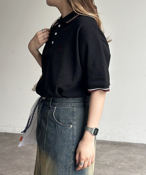 「CPCM」 「U.S.POLO ASSN.」半袖ポロシャツ LARGE ブラック レディース