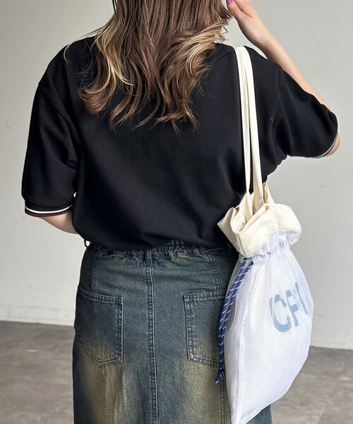 「CPCM」 「U.S.POLO ASSN.」半袖ポロシャツ LARGE ブラック レディース