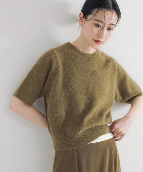 Yonfa ヨンファ　リネンハーフスリーブニット YONFA / コットンカシミヤハーフスリーブリブニット (black)