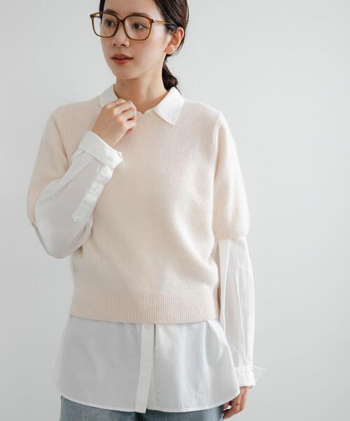 CFCLホワイトリブ編み半袖ニット TIME SALE】切替デザイン半袖リブニット【ネコポス】 – BLUE ONLINE