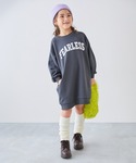 ワンピース デビラボ プリント 裏起毛 ワンピ...の詳細画像1