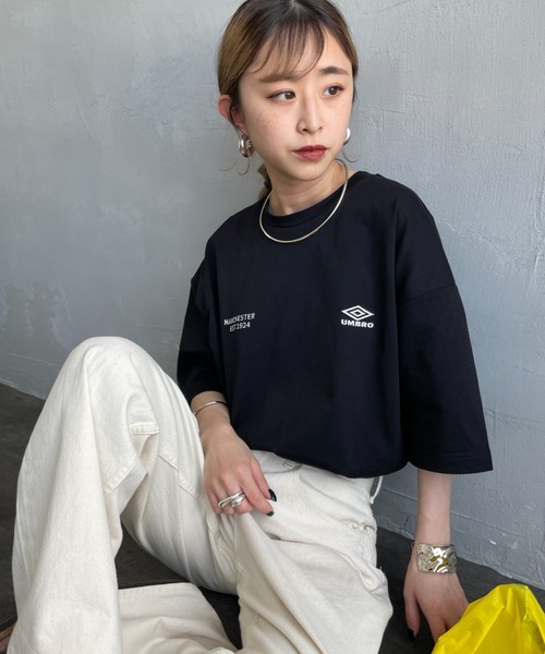 「UMBRO」 半袖Tシャツ L ネイビー レディース_画像3