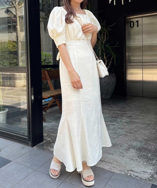 「one after another NICE CLAUP」 半袖ワンピース FREE ブラウン レディース_画像8