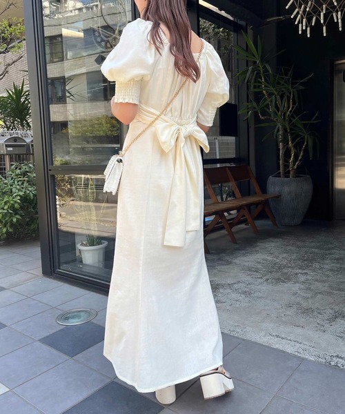 「one after another NICE CLAUP」 半袖ワンピース FREE ブラウン レディース_画像9