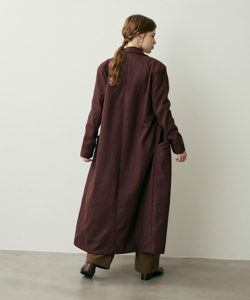 Theory ボルドー系ブラウン　チェスターコート Clum コート チェスターコート ダブルブレストテーラードロングコート