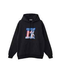 【即完売品 新品】 ヒステリックグラマー パーカー モノグラム 総柄 HG ヒステリックグラマー ジップアップパーカー 黒 L ヒスガール 総柄 Dr