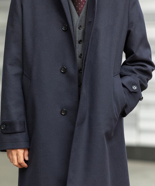 ships ステンカラーコート L ネイビー SHIPS（シップス） tシャツ SHIPS: ネイビー ウール ビーバー ステン