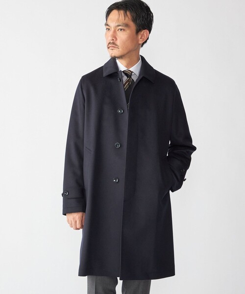 grin 2023 美品 ソフトウールビーバースリットステンコート ネイビー grin 2023 美品 ソフトウールビーバースリットステンコート ネイビー