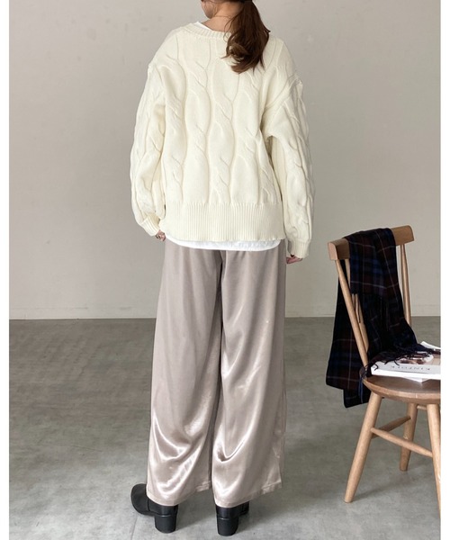 She's Closet ニット セーター オーバーサイズ長袖深Vネックざっくり