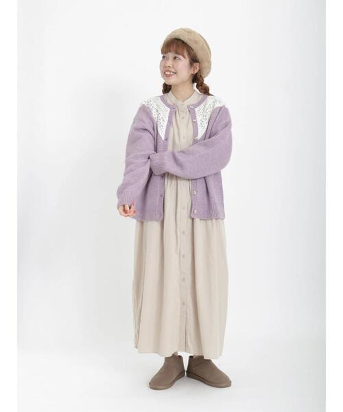 Samansa Mos2（サマンサモスモス） ニットカーディガン フリ- ブラック