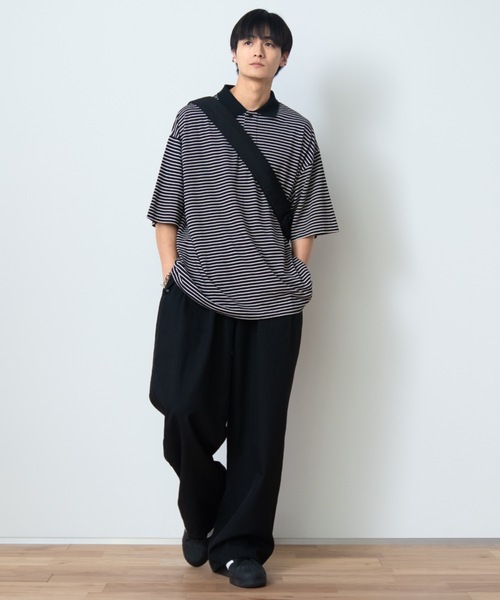 「SINSS」 半袖ポロシャツ MEDIUM ブラック メンズ_画像5