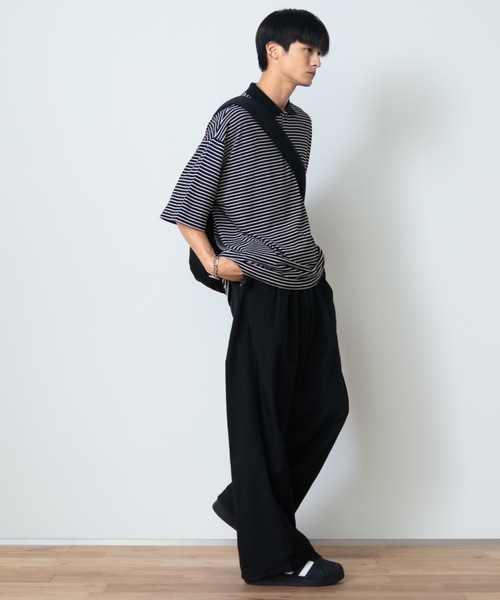 「SINSS」 半袖ポロシャツ MEDIUM ブラック メンズ_画像6