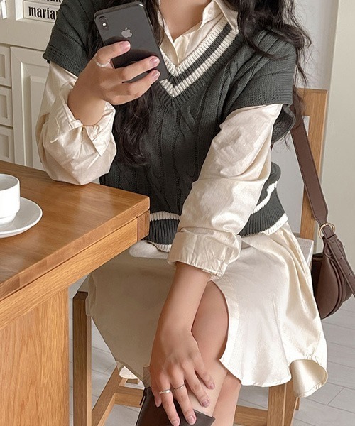 「SONA」 シャツワンピース FREE スカイブルー レディース_画像9