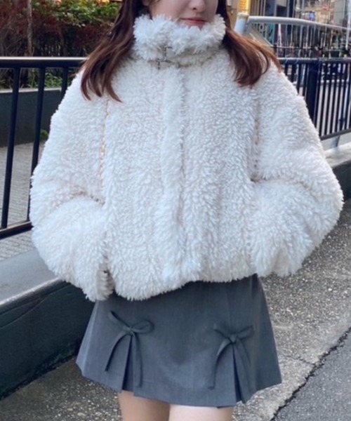 「one after another NICE CLAUP」 ブルゾン FREE ホワイト×ブラック レディース_画像2