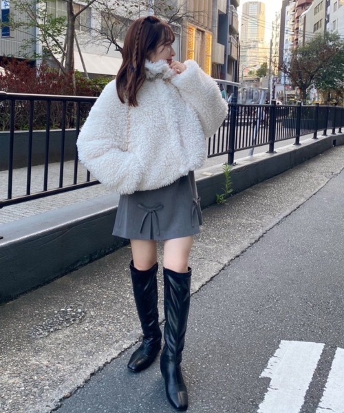 「one after another NICE CLAUP」 ブルゾン FREE ホワイト×ブラック レディース_画像3