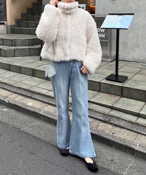 「one after another NICE CLAUP」 ブルゾン FREE ホワイト×ブラック レディース_画像7