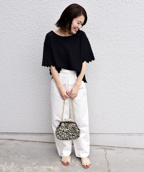 「liflattie ships」 7分袖ニット SMALL グリーン レディース_画像4