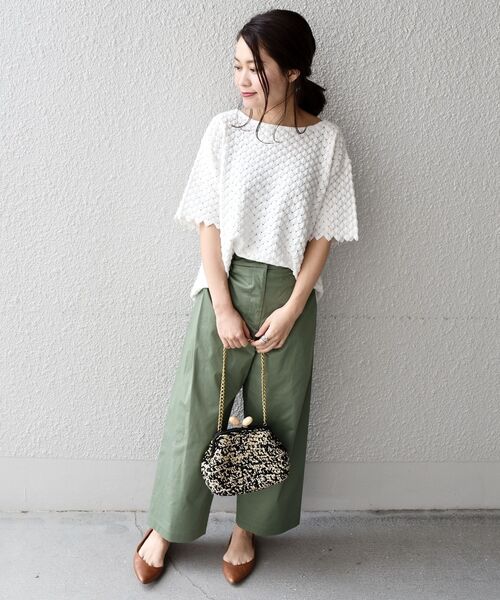 「liflattie ships」 7分袖ニット SMALL グリーン レディース_画像9