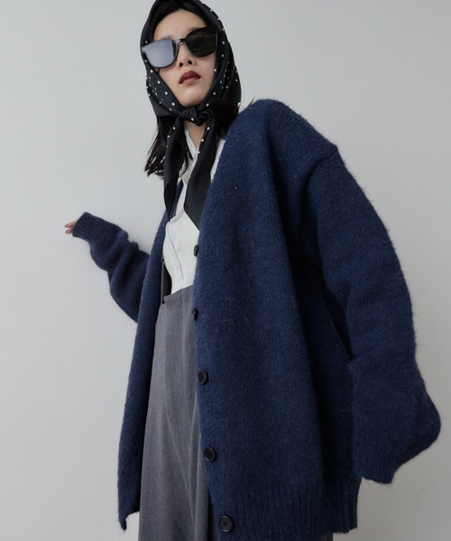 HANNE カーディガン モヘアライクニットカーディガン レディース