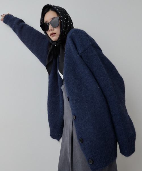 HANNE カーディガン モヘアライクニットカーディガン レディース