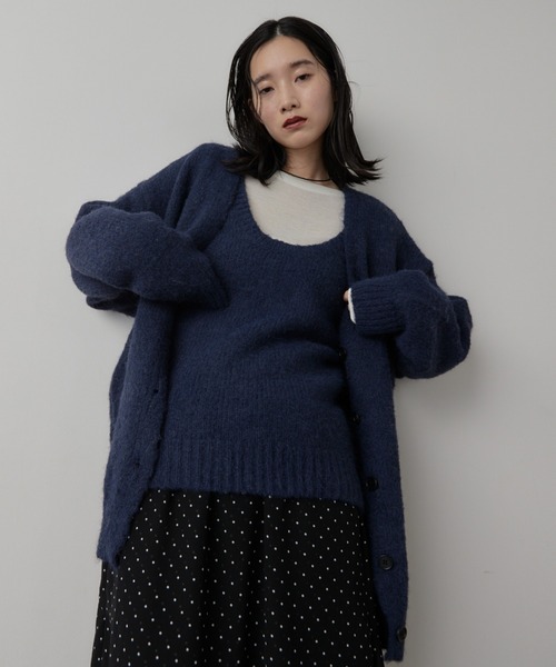 HANNE カーディガン モヘアライクニットカーディガン レディース