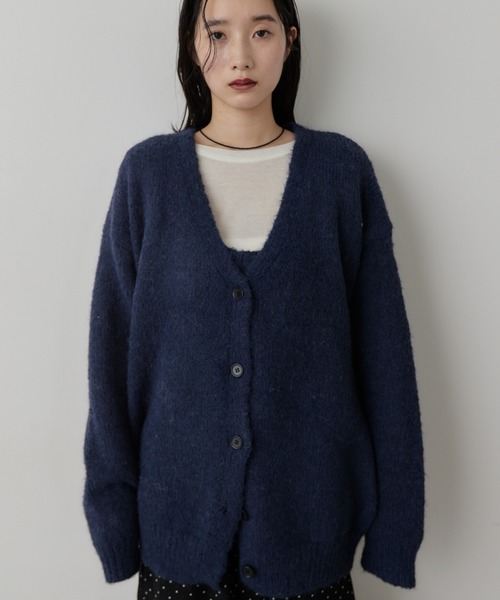 HANNE カーディガン モヘアライクニットカーディガン レディース