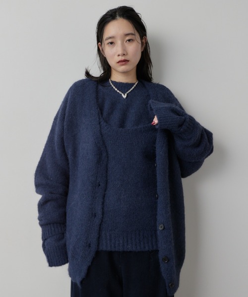 HANNE カーディガン モヘアライクニットカーディガン レディース