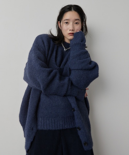 HANNE カーディガン モヘアライクニットカーディガン レディース
