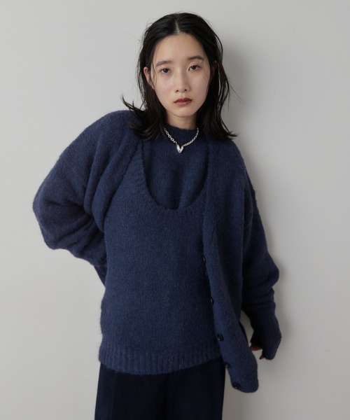 HANNE カーディガン モヘアライクニットカーディガン レディース