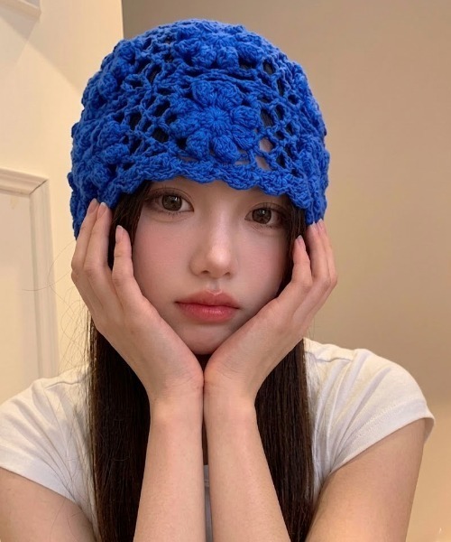 激レア　hide ムラ染めハット　ニット帽　着用　私物　愛用 pyornim（ピョルニム） キャップ 帽子 「26年春夏新作」カギ編み
