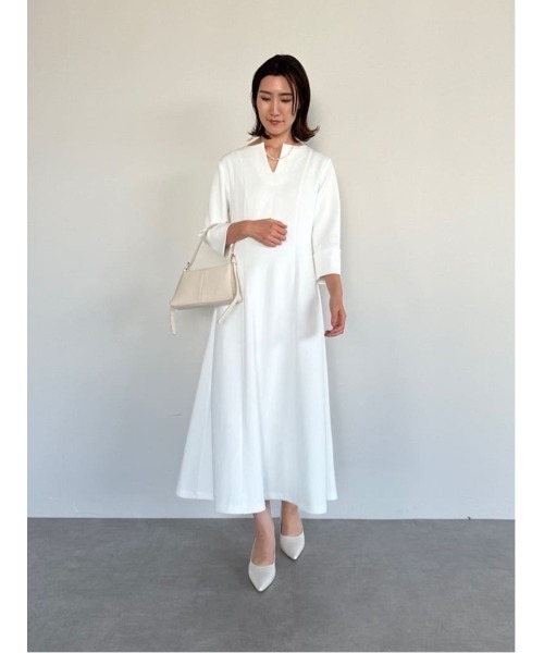 「ur's」 7分袖ワンピース M ネイビー レディース_画像6