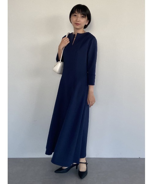 「ur's」 7分袖ワンピース M ネイビー レディース_画像8