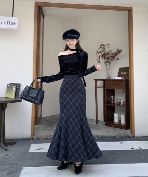 gossip!ロサンゼルス ロング スカート Y2K レトロ チェック ハイ