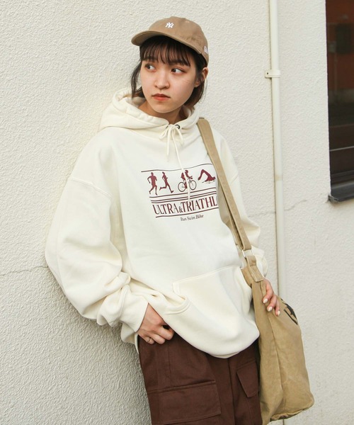 「ZIP FIVE」 プルオーバーパーカー LARGE ホワイト レディース_画像9