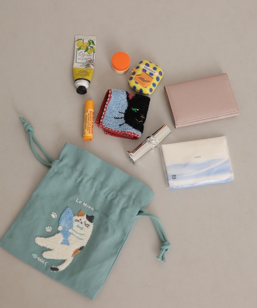 ポーチ ねこねこ 刺繍巾着 小物入れ レディース メンズ : ZOZOTOWN