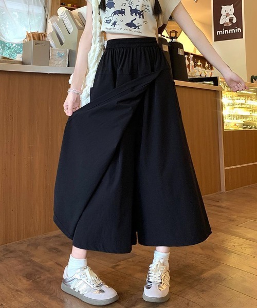 新品大きいサイズ レディース パンツ　春 秋冬 スカート風　ワイドパンツ ワイドパンツ パンツ ラップスカート風ワイドパンツ レディース