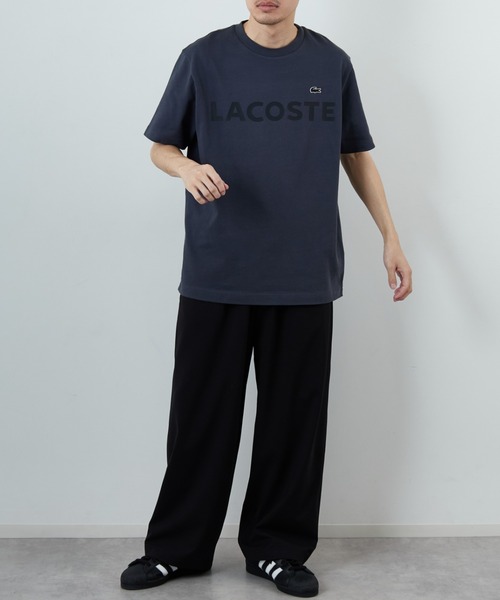 LACOSTE ヘビーウエイトTシャツ スウェットシャツМ　中央ロゴ LACOSTE（ラコステ） tシャツ ヘビーウェイト ロゴプリントTシャツ