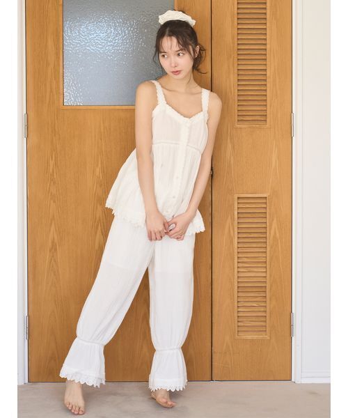 SNIDEL HOME パジャマ ルームウェア コットンガーゼロングパンツ