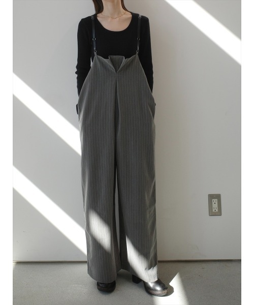 フレンチ vintage 希少 ピケ オーバーオール グレー amel（エイメル） サロペット オーバーオール ストライプタック