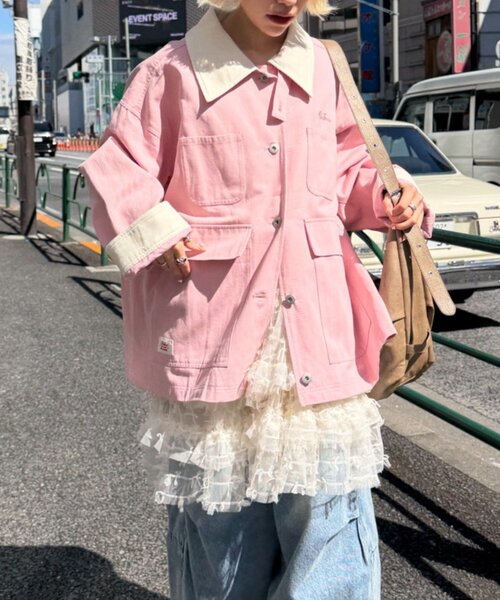 w closet（ダブルクローゼット） ブルゾン アウター 配色カバーオール