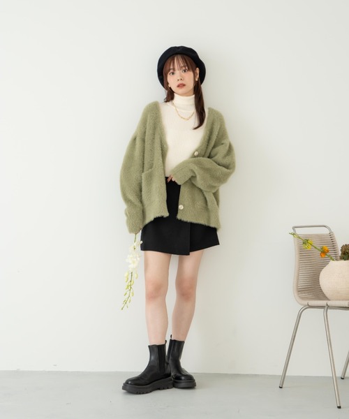 「hinari」 ニットカーディガン FREE オレンジ レディース_画像4