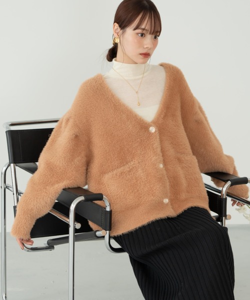 「hinari」 ニットカーディガン FREE オレンジ レディース_画像6