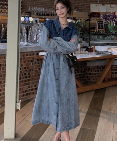 ワンピース デニムワンピ「韓国ファッション」 : ZOZOTOWN Yahoo!店 