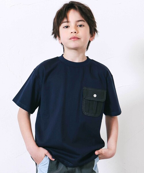 nexchic（ネクシック） tシャツ デニムポケット・ピグメントカレッジT