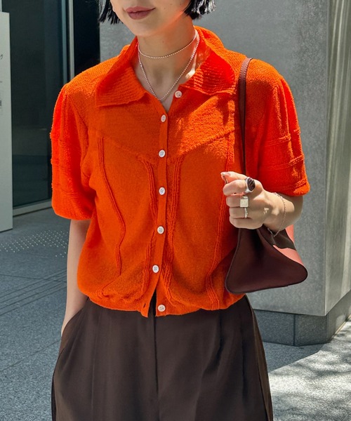 Ameri（アメリ） ブラウス シャツ 夏 半袖 MEDI COMPACT SUMMER KNIT