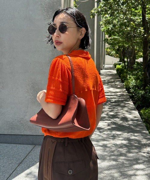 Ameri（アメリ） ブラウス シャツ 夏 半袖 MEDI COMPACT SUMMER KNIT