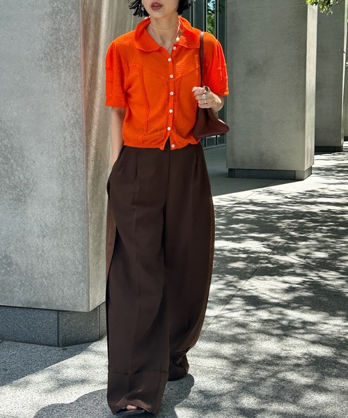Ameri（アメリ） ブラウス シャツ 夏 半袖 MEDI COMPACT SUMMER KNIT