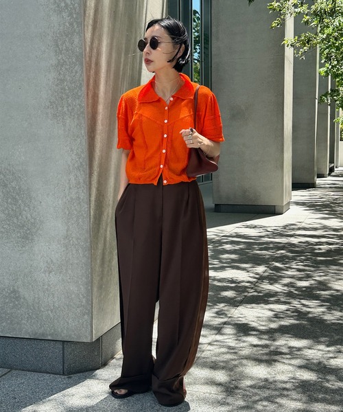 Ameri（アメリ） ブラウス シャツ 夏 半袖 MEDI COMPACT SUMMER KNIT